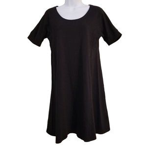 Eileen Fisher XS Black Dress Scoop Neck Stretch‎ Knit Classic LBD